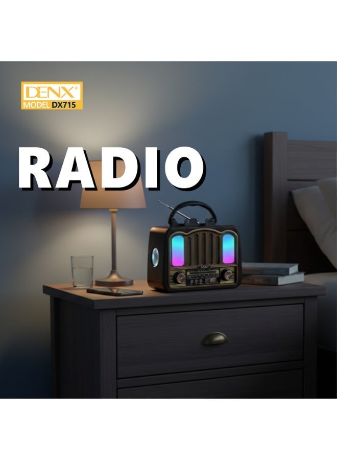 دينكس راديو  HI-FI بثلاث قنوات FM - AM - SW ذهبي/بني/أسود بلوتوث AUX بطاقة TF قرص فلاش USB - Image 3